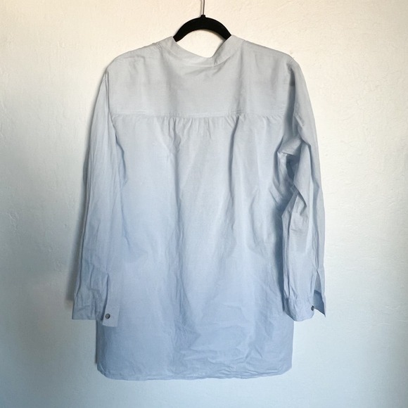 Soft Surroundings Stripe Tunic Top Button Cotton Large Light Blue Coastal - Picture 2 of 5